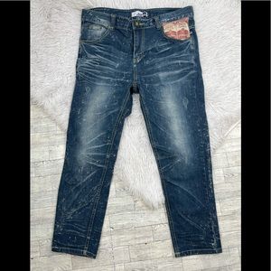 blue point crop jeans campbell's tomato, sz L